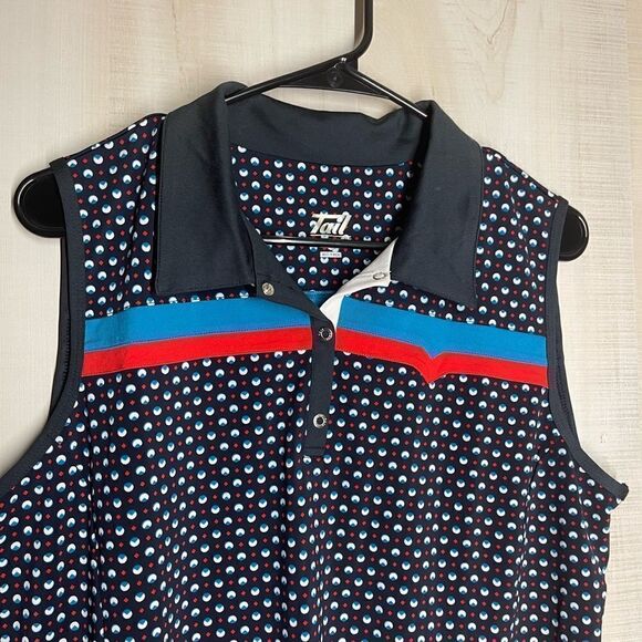 Tail ladies sleeveless navy with white and red dots‎ golf top, size XL NWOT - Picture 9 of 15